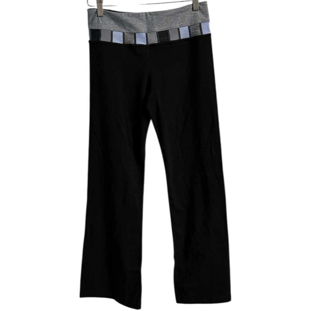 Lululemon Reversible Flare Groove Leggings Black Gray Waistband Yoga Pant Size 6